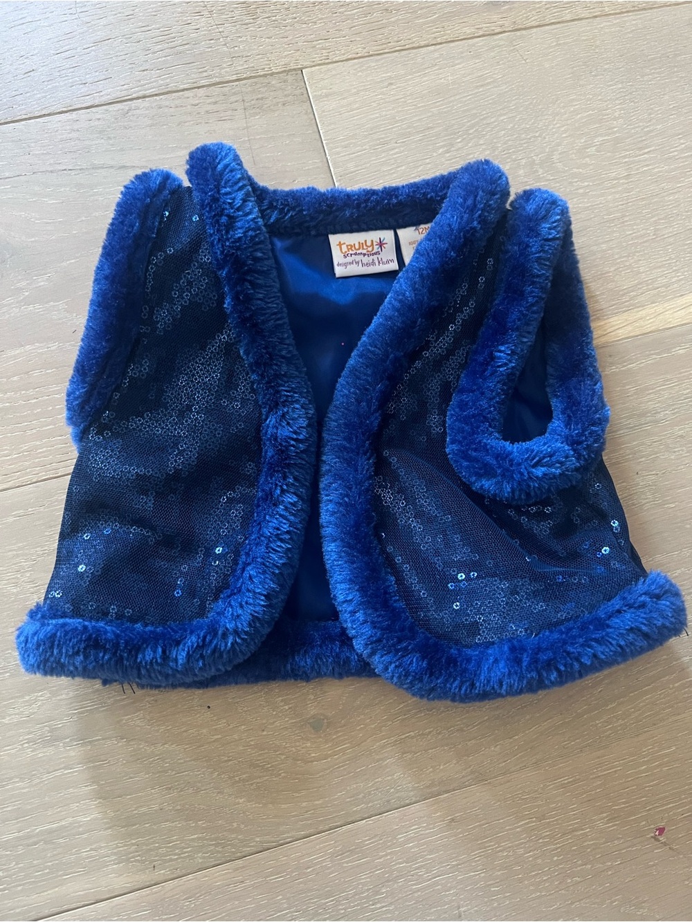 Truly Me Royal Blue Faux Fur & Sequin Vest
